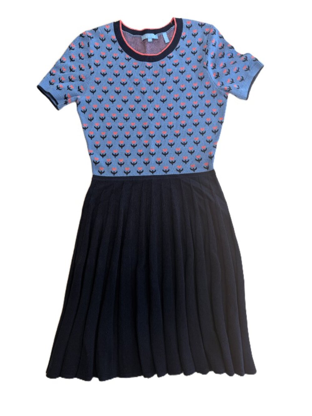 Draper James Knit Floral Pleated Fit & Flare Dress Size Small - Picture 2 of 10